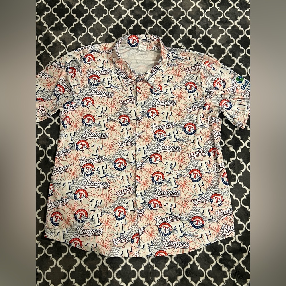 ⚾ Texas Rangers Baseball MLB Hawaiian Shirt Red/White/Blue Men's XL